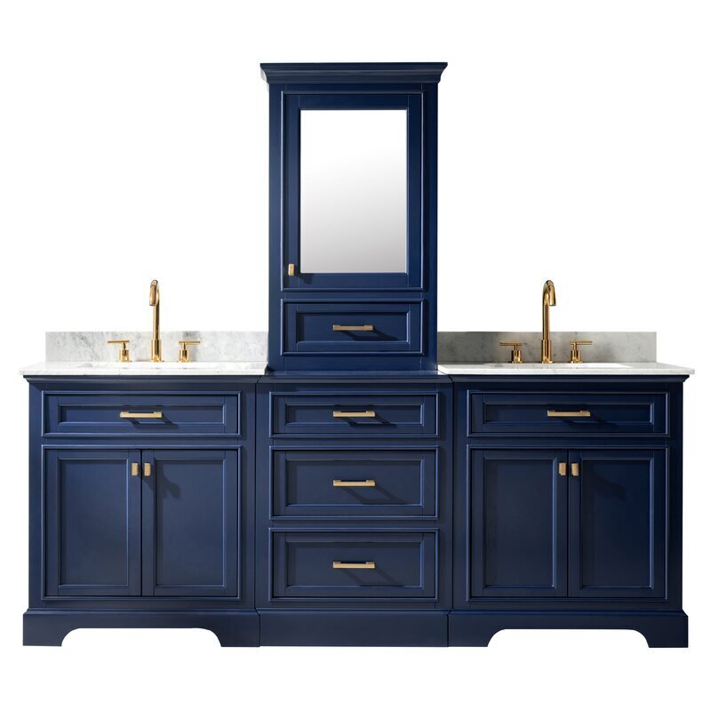 85 Inch Double Sink Vanity With Middle Tower