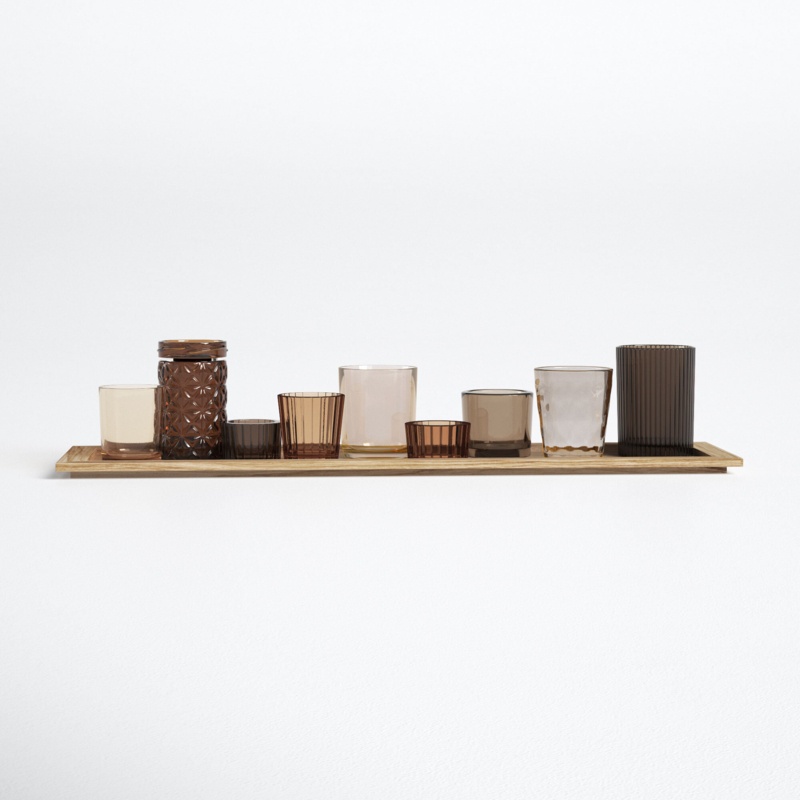 9 Piece Glass Tabletop Votive Holder Set