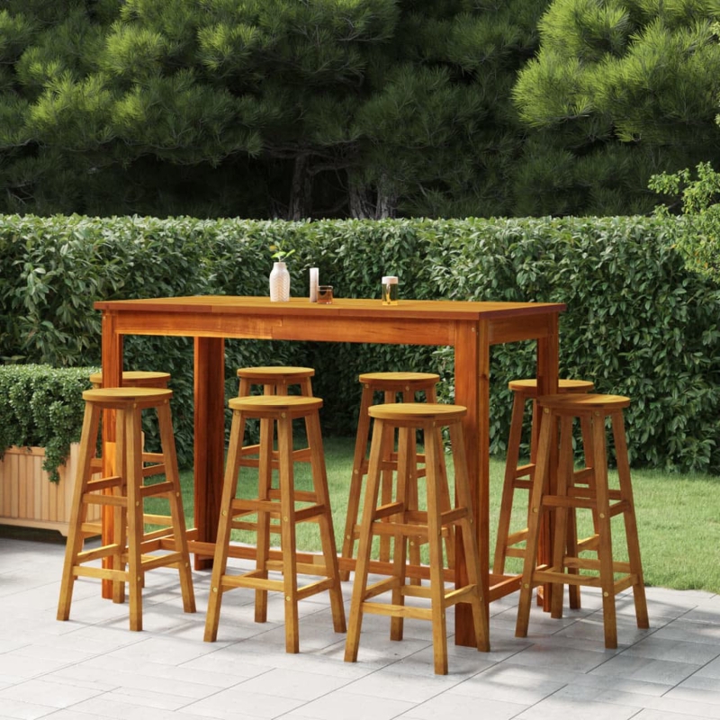 Acacia Wood Bistro Set with Bar Stools