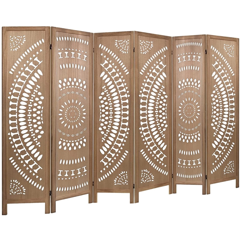 Louvered Slat Wood Panel Room Divider