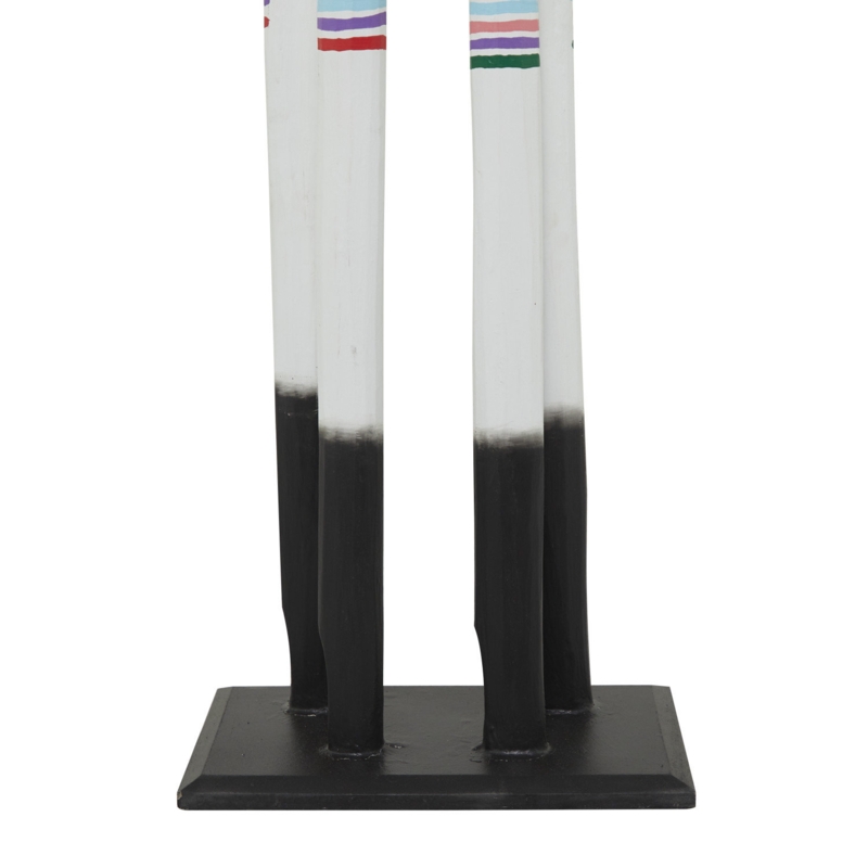 Rainbow Striped Wooden Giraffe Sculpture