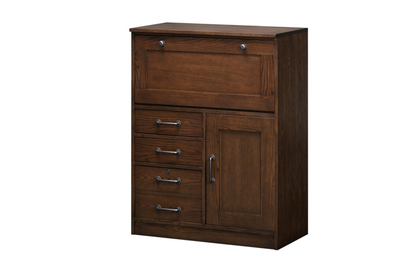 Contemporary Oak Veneer Nightstand with Powerpack