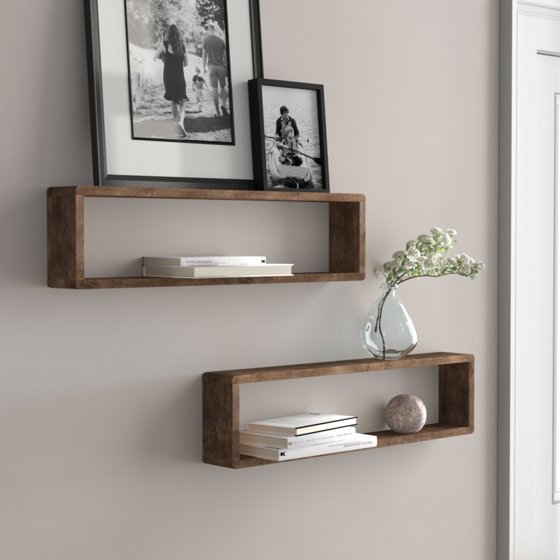 Floating Box Wall Shelves (Set of 2)