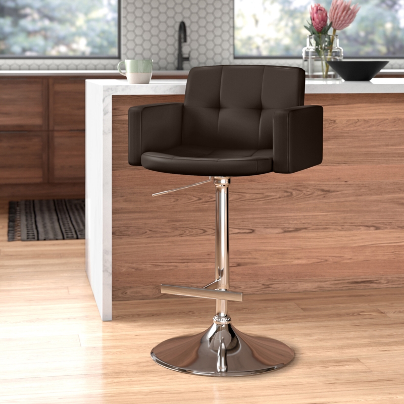 Faux Leather Adjustable Bar Stool