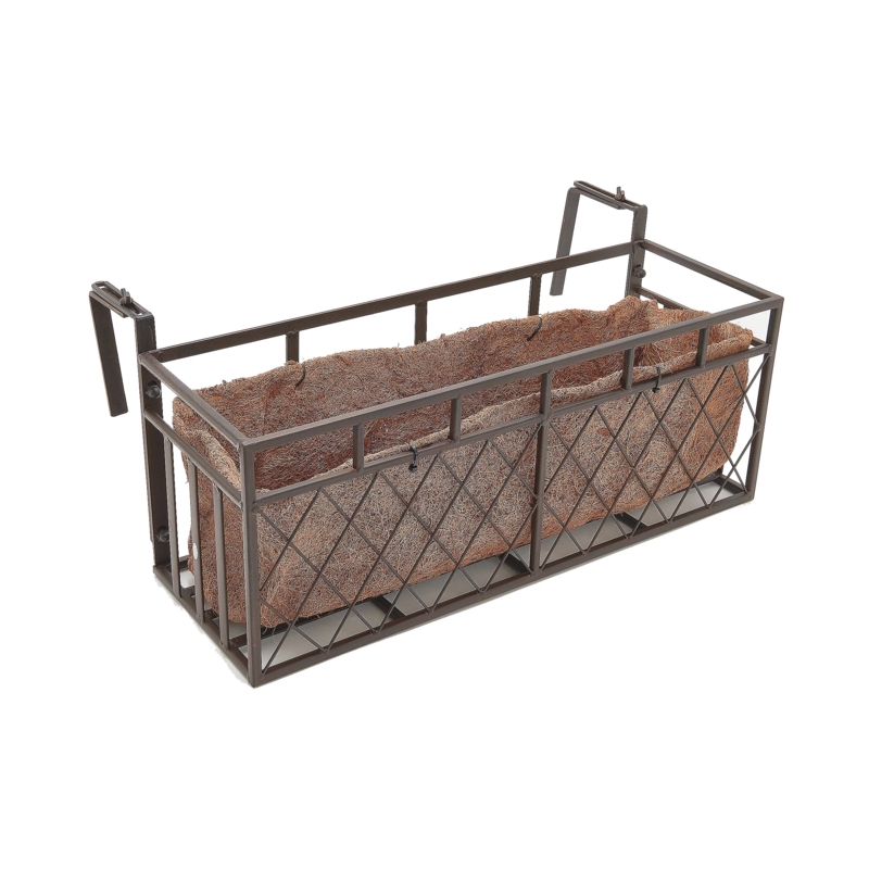 Window Box Railing Planter with Wrought Iron Design