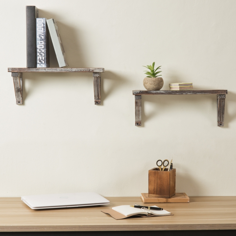 Rustic Whitewashed Floating Shelves