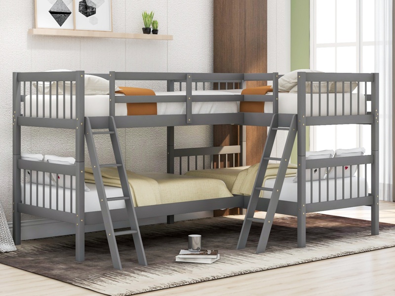 Abigel Twin Solid Wood L-Shaped Bunk Beds by Latitude Run®