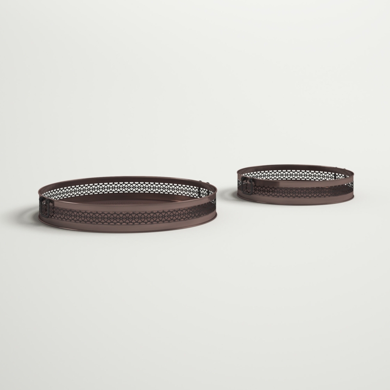Iron Tray Set with Antique Perforated Design