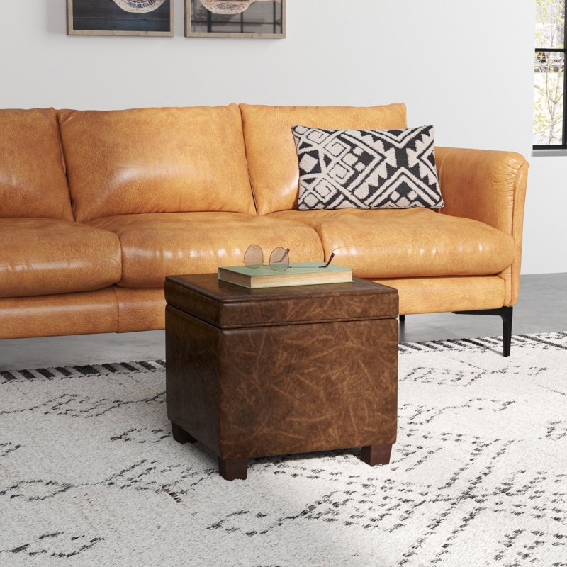 Abrego Vegan Leather Storage Ottoman
