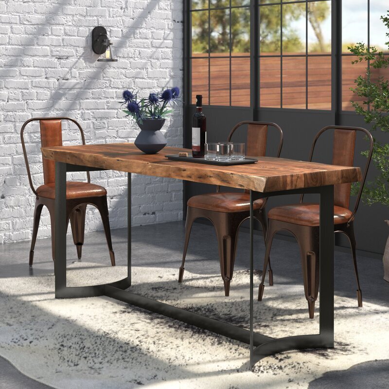 Acacia wood counter height dining table for eight