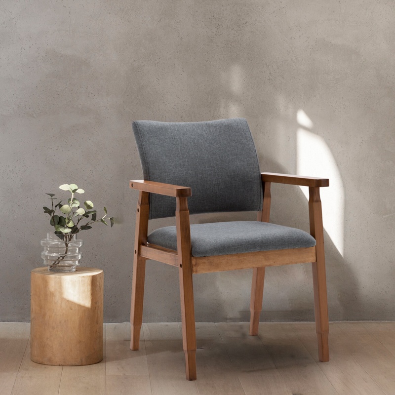Actrice Mid-Century Fabric Upholstered Arm Chair, Dining chair