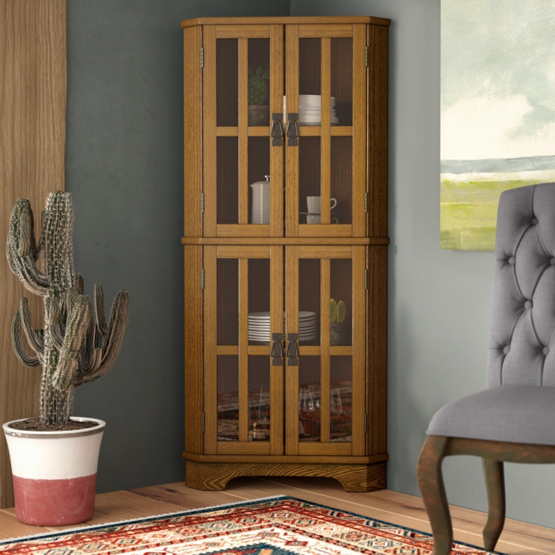 Corner Display Stand with Glass Doors