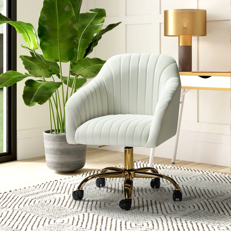 Glamorous Velvet Task Chair with Gold Base