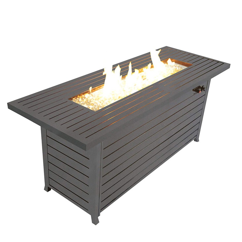 Adela 24'' H x 56.7'' W Aluminum Propane Outdoor Fire Pit Table with Lid