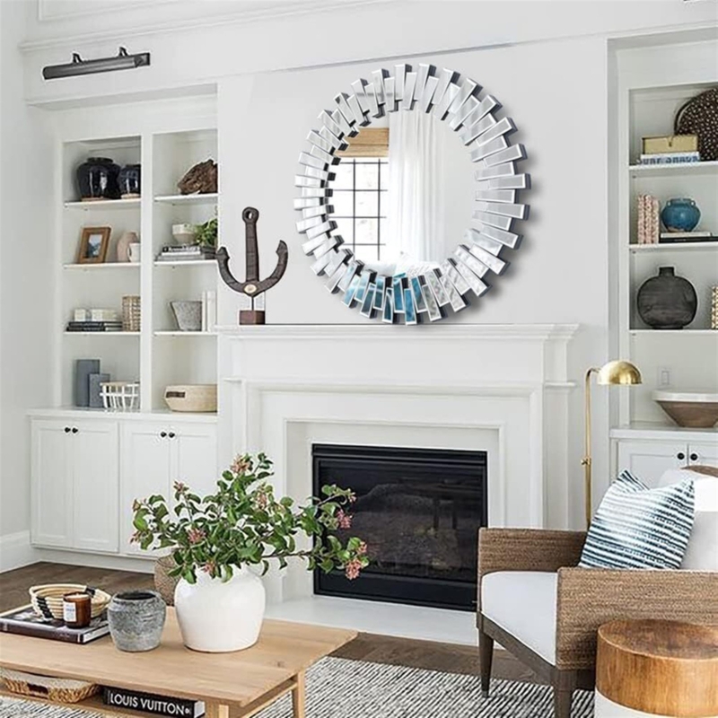 Sunburst Glass Mirror Wall Decor