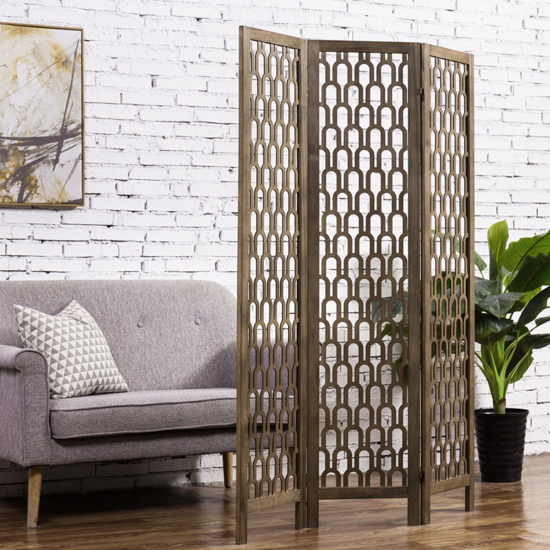 Adelean 48.03'' W x 66.92'' H 3 - Panel Solid Wood Folding Room Divider