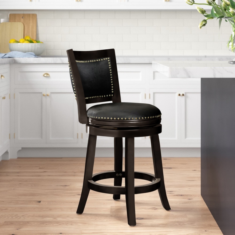 Elegant Swivel Stool with Embellished Upholstery