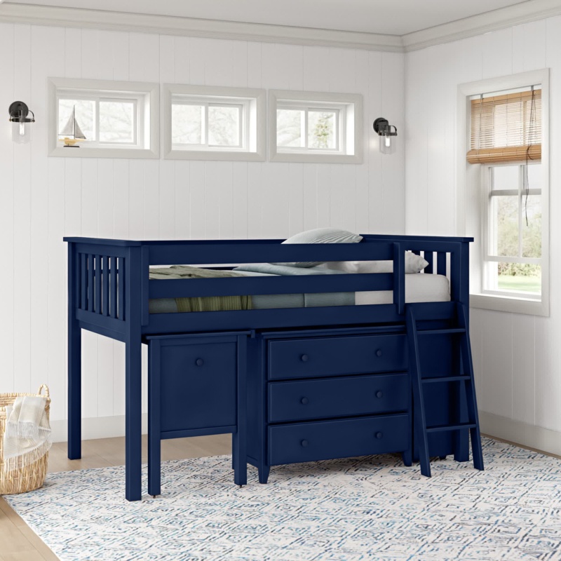Aderinola Twin 3 Drawer Solid Wood Loft Bed with Built-in-Desk by Harriet Bee