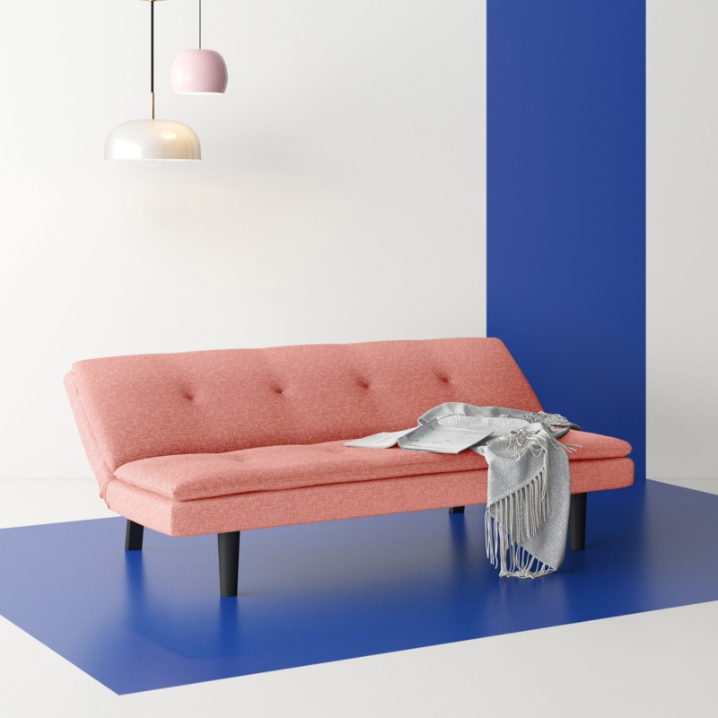 Armless Sleeper Sofa with Tufted Back
