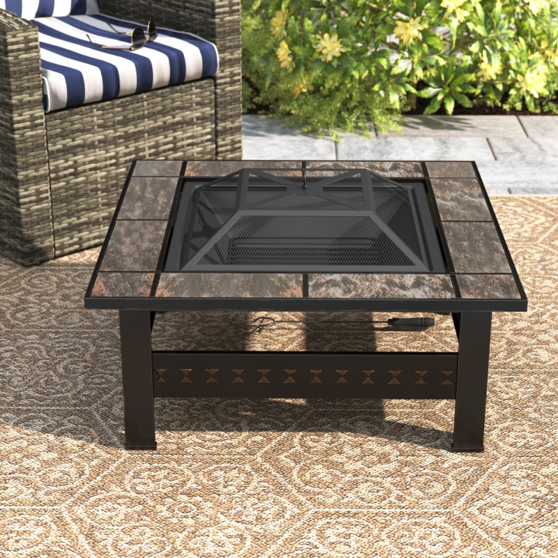 Square Outdoor Fire Pit with Cover