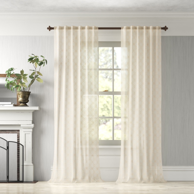 Adrian Faux Linen Sheer Curtains for Bedroom, Living Room Curtains for Large Window Single Panel Drape