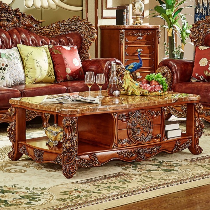 Oak and Marble Dining Table