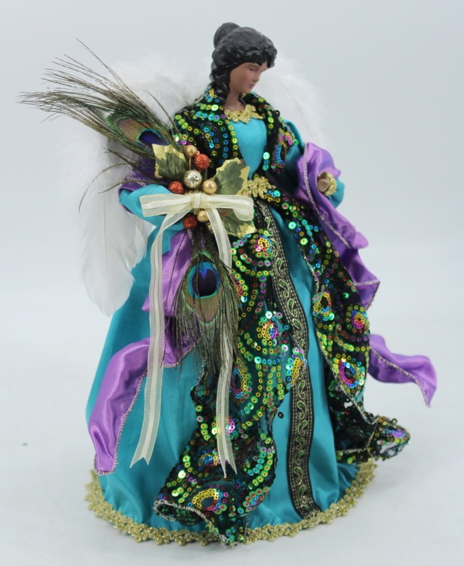 African American Sequin Angel Christmas Tree Topper