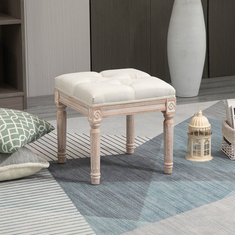 Aged Light Wood Small Footstool