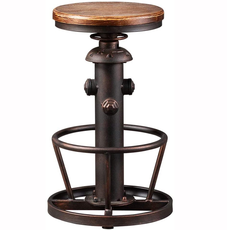 Industrial Adjustable Bar Stool with Footrest