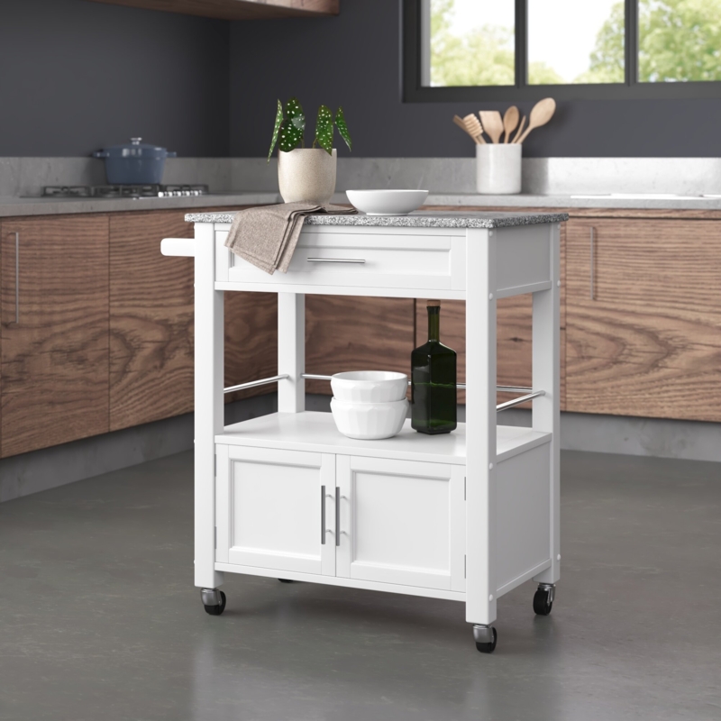 Compact Kitchen Island with Granite Countertop
