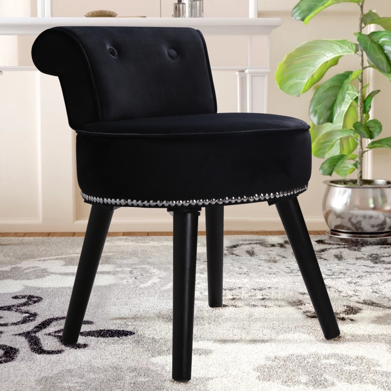 Elegant Velvet Cushioned Stool
