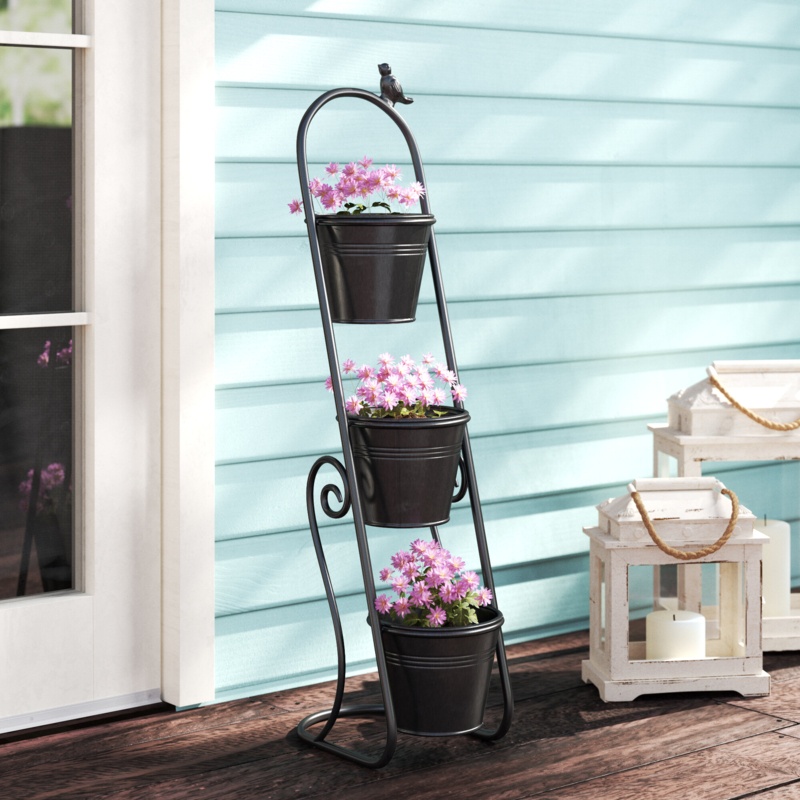 Three-Tiered Plant Stand with Pots