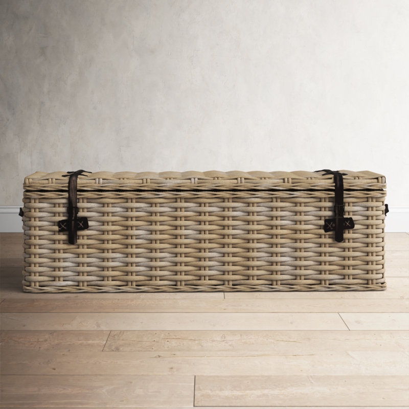 Vintage Gray Rattan and Mahogany Side Table