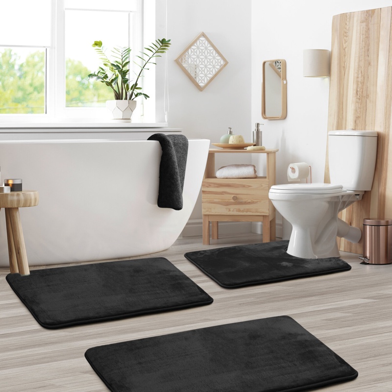 Aighan Non-Slip 3 Piece Bath Rug Set