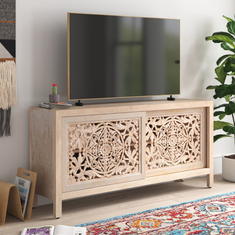 Boho-Inspired Mango Wood TV Stand