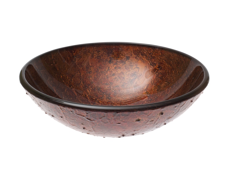 Ailee Designs 19'' Red Copper Glass Circular Vessel Bathroom Sink