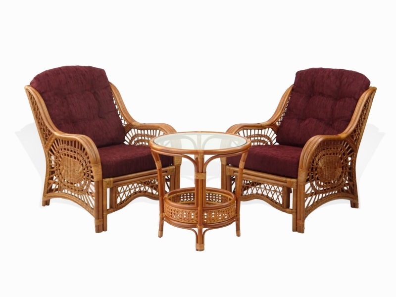 Rattan Lounge Set with Glass Coffee Table