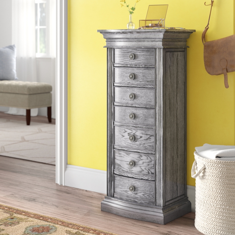 Standing Jewelry Armoire with Mirror