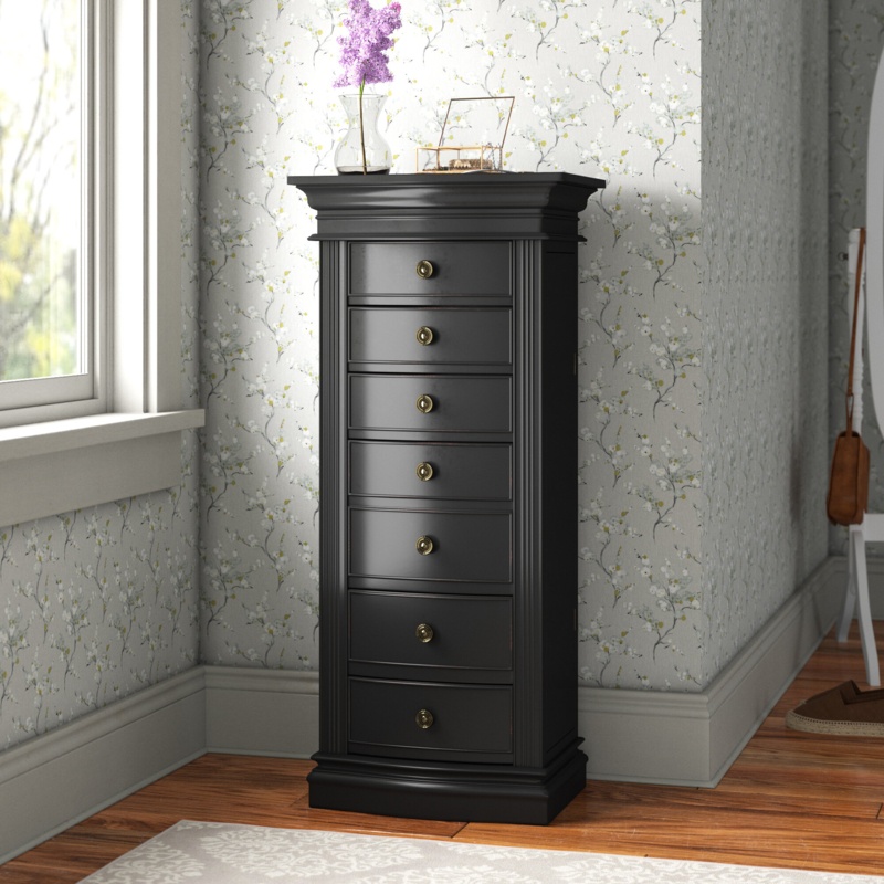 Contemporary Jewelry Armoire with Mirror