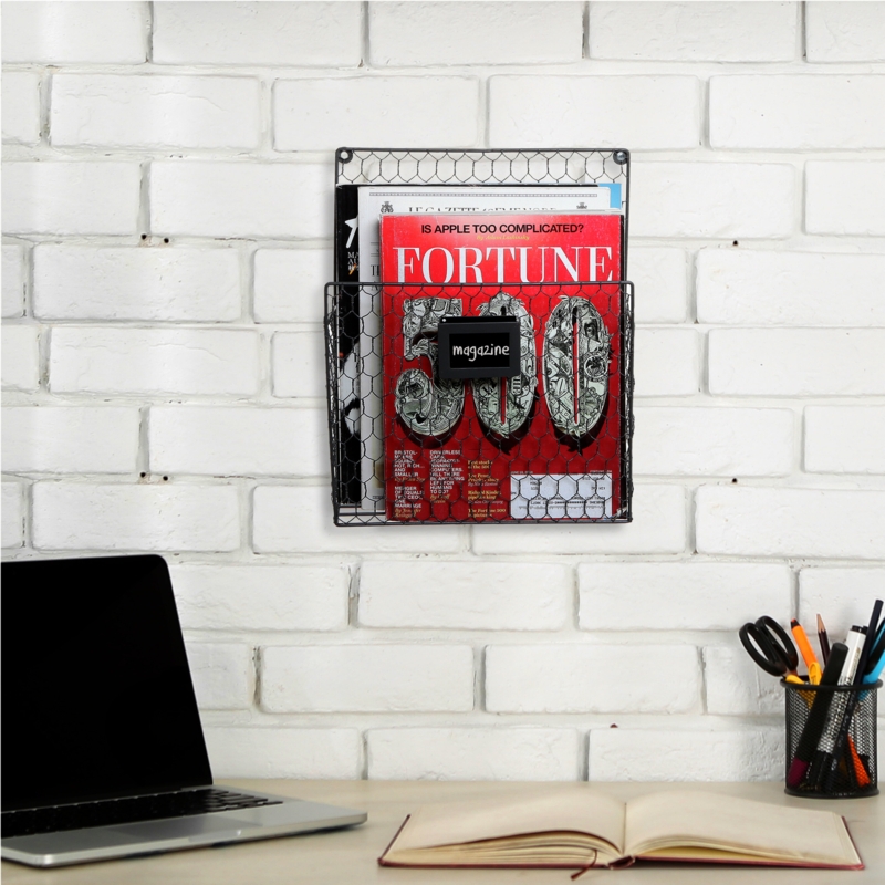 Chicken-Wire Wall-Mounted Magazine Baskets