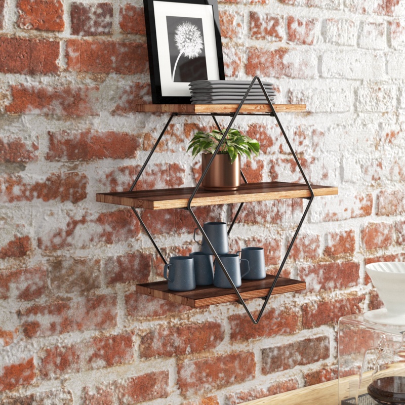 Floating Mixed-Material Rustic Shelf