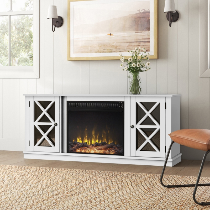 TV Stand with Integrated Fireplace