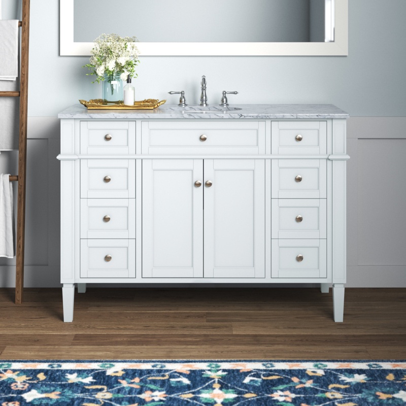 Albalat 48'' Free-standing Single Bathroom Vanity with Carrara Marble Vanity Top