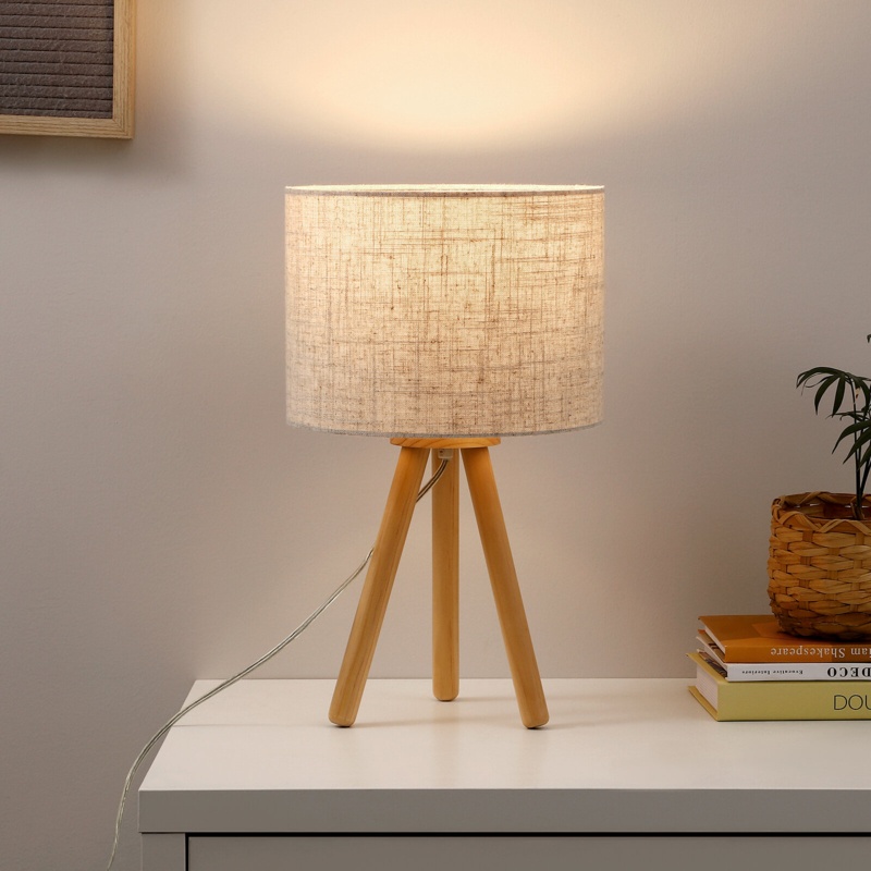 Albie Solid Wood Tripod Table Lamp
