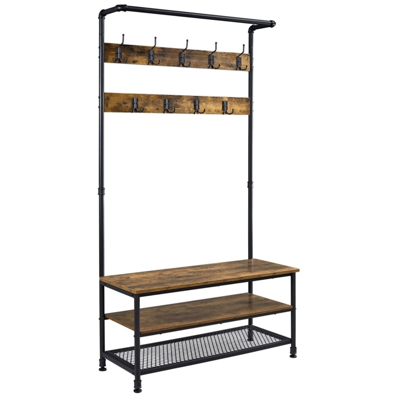 Albreda 39.5'' Wide Iron Hall Tree with Shoe Storage