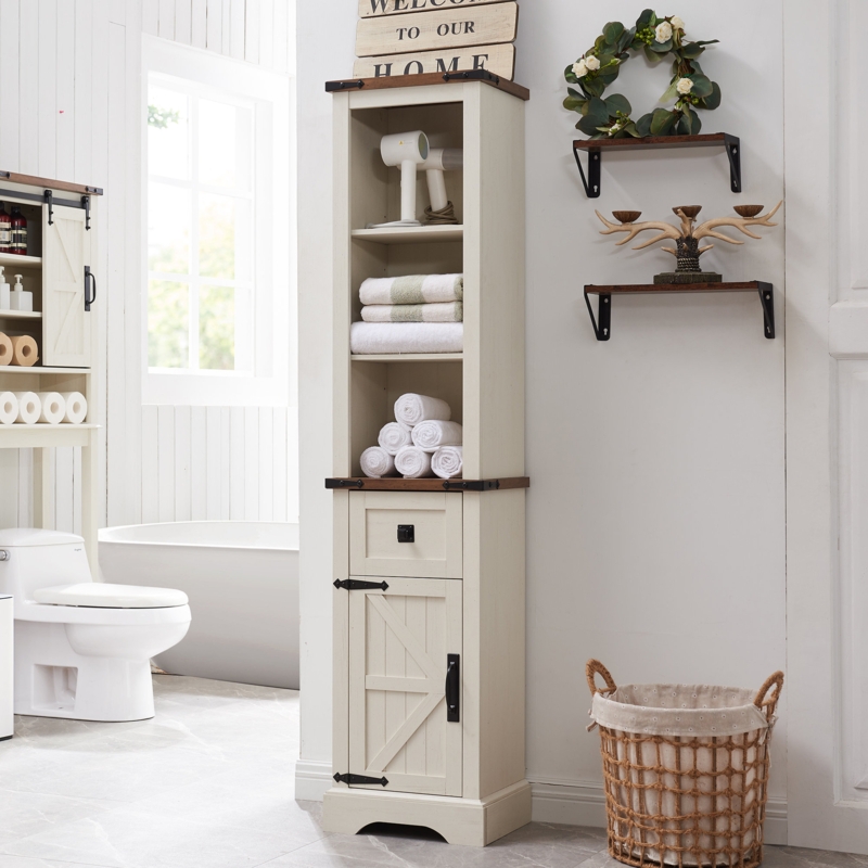 Narrow Bathroom Cabinet with Ample Storage