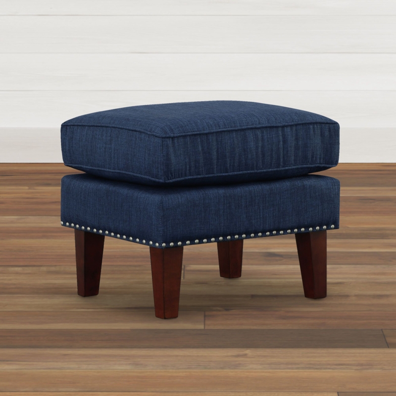 Elegant Upholstered Ottoman with Nail Head Trim