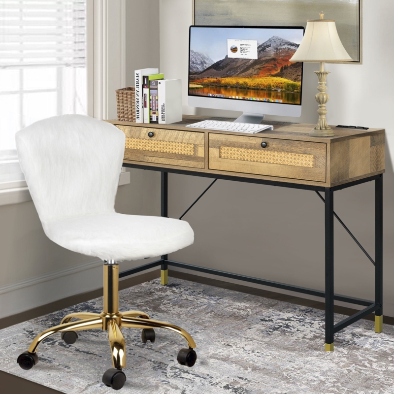 Rustic Industrial Computer Desk with Drawers