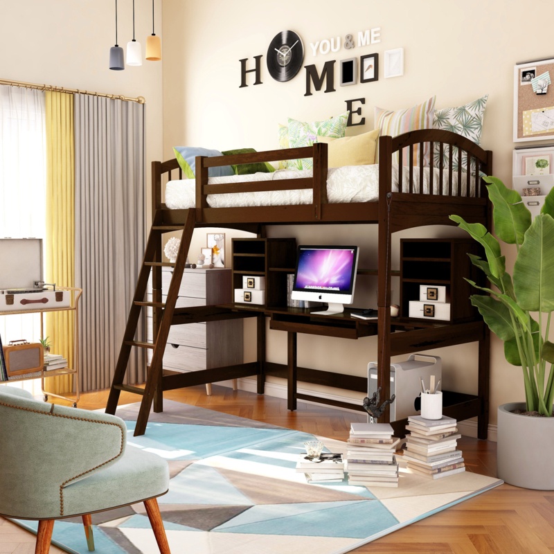 Alexis Twin Loft Bed with Bookcase by Hokku Designs