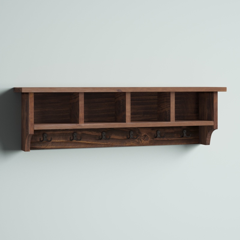 Alezzi 48'' Wide Solid Wood 6 - Hook Wall Mounted Coat Rack with Storage